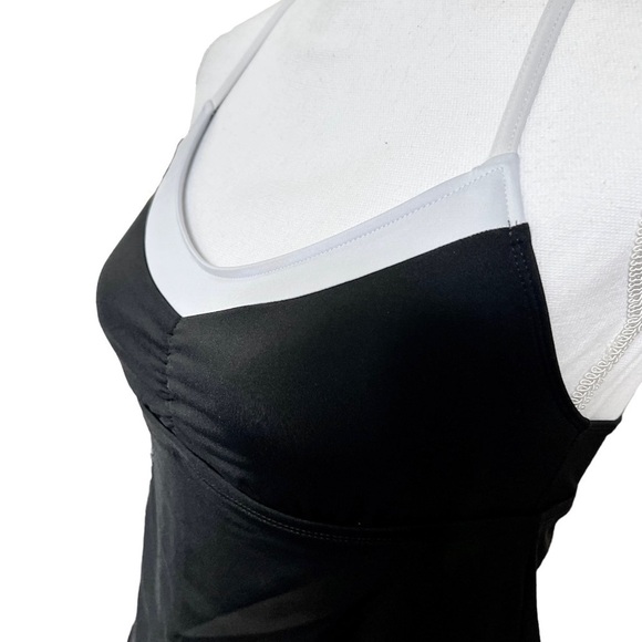 Black & White Racerback Tankini Top Bathing Suit with Adjustable Straps Size S - Picture 3 of 7